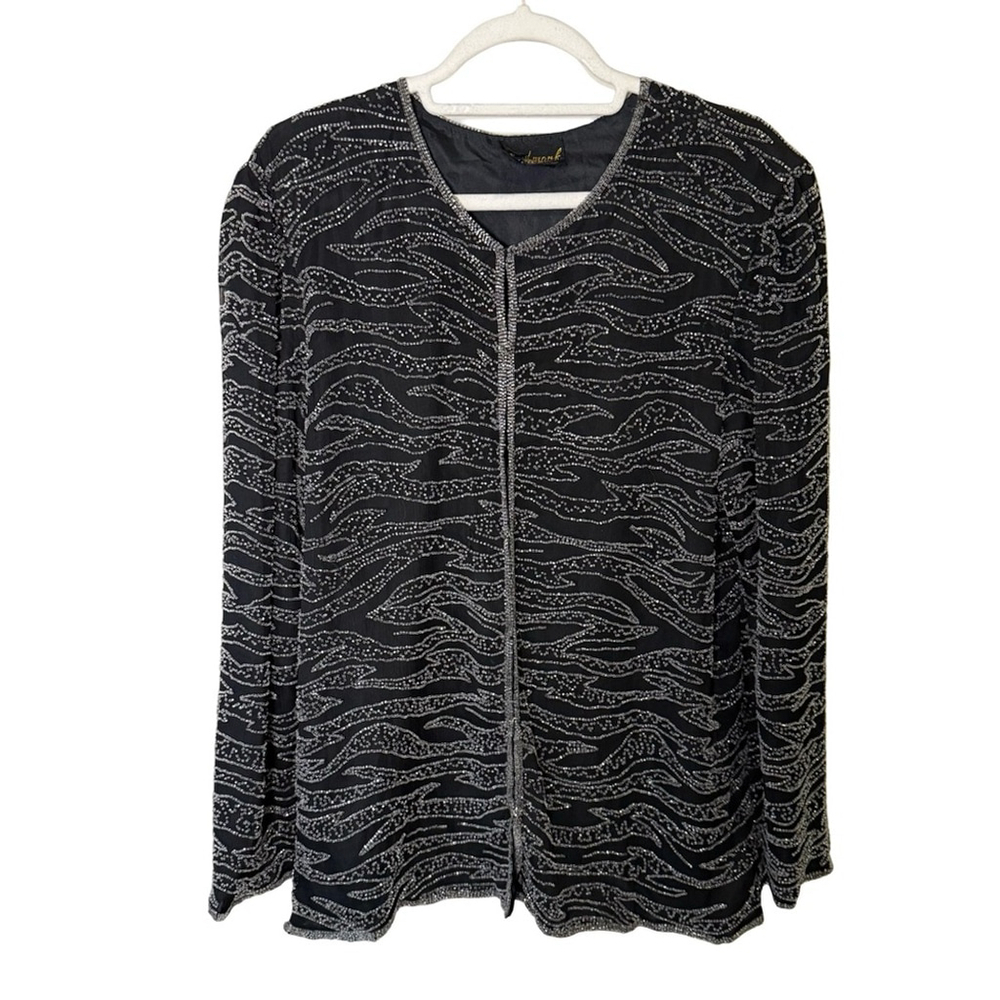 Landmark Beaded Black Blazer Cardigan Size S M Party Evening Holiday Formal